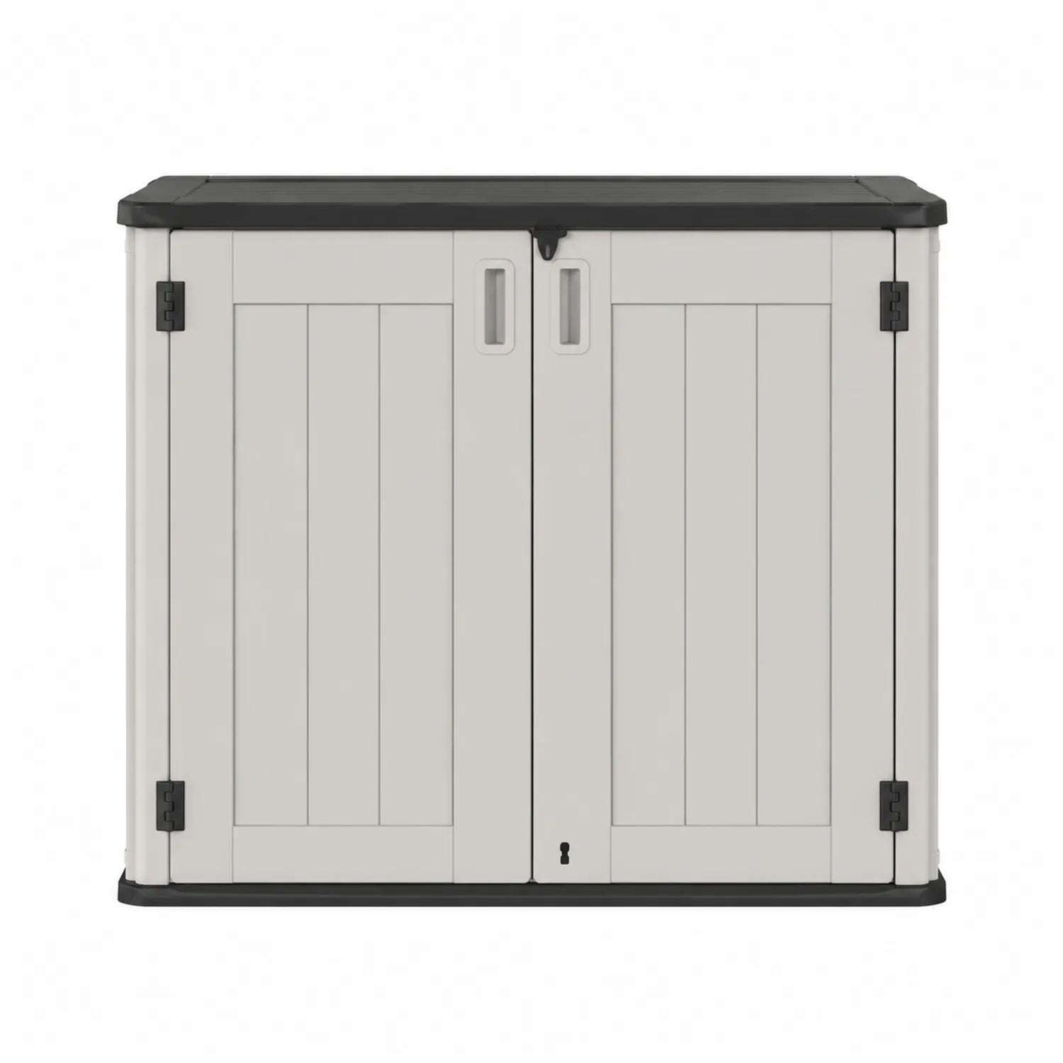 Armario de Resina para Exterior Beige y Negro 139x77x120 cm
