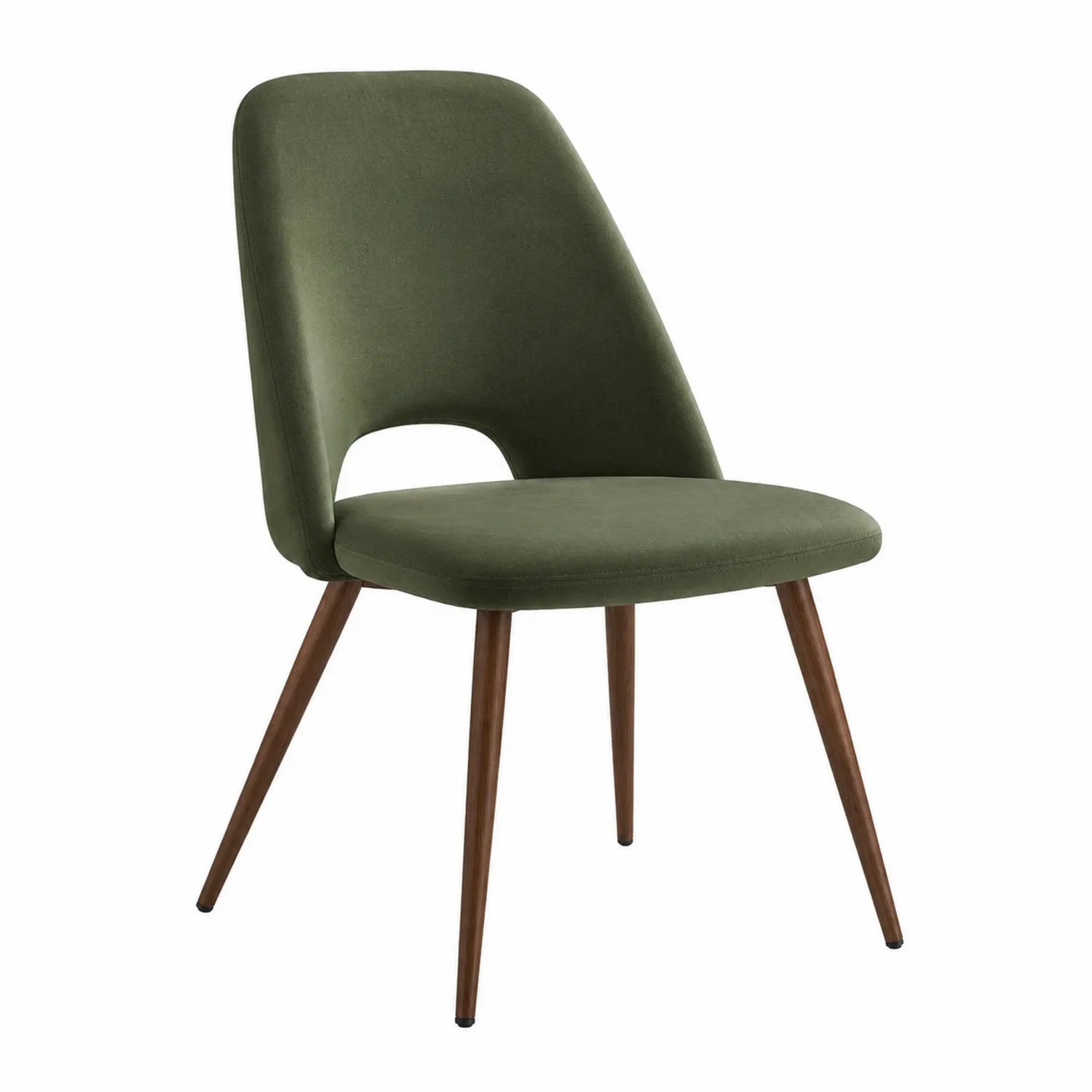 Silla de comedor de tela poliéster Verde con patas de madera