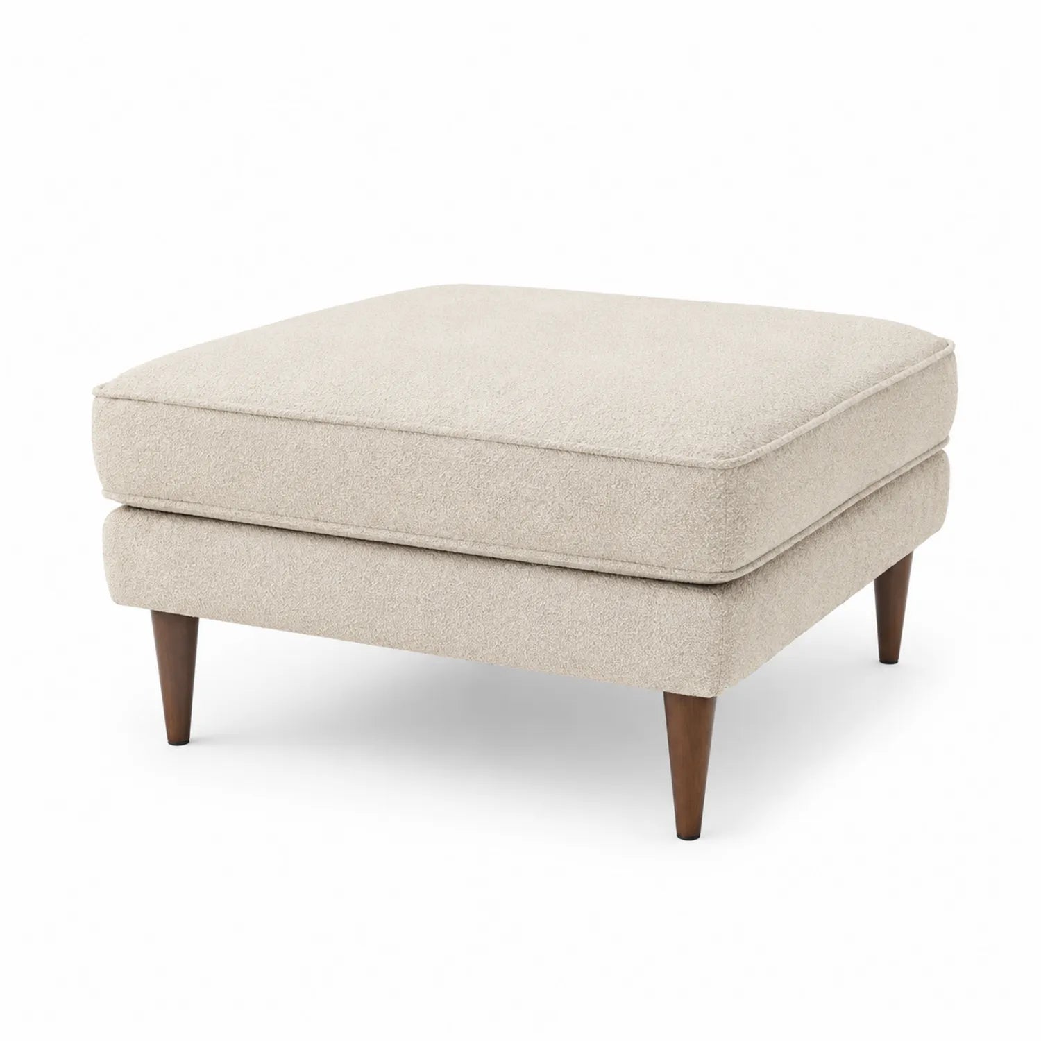 Reposapiés de tela de poliéster beige con patas de madera