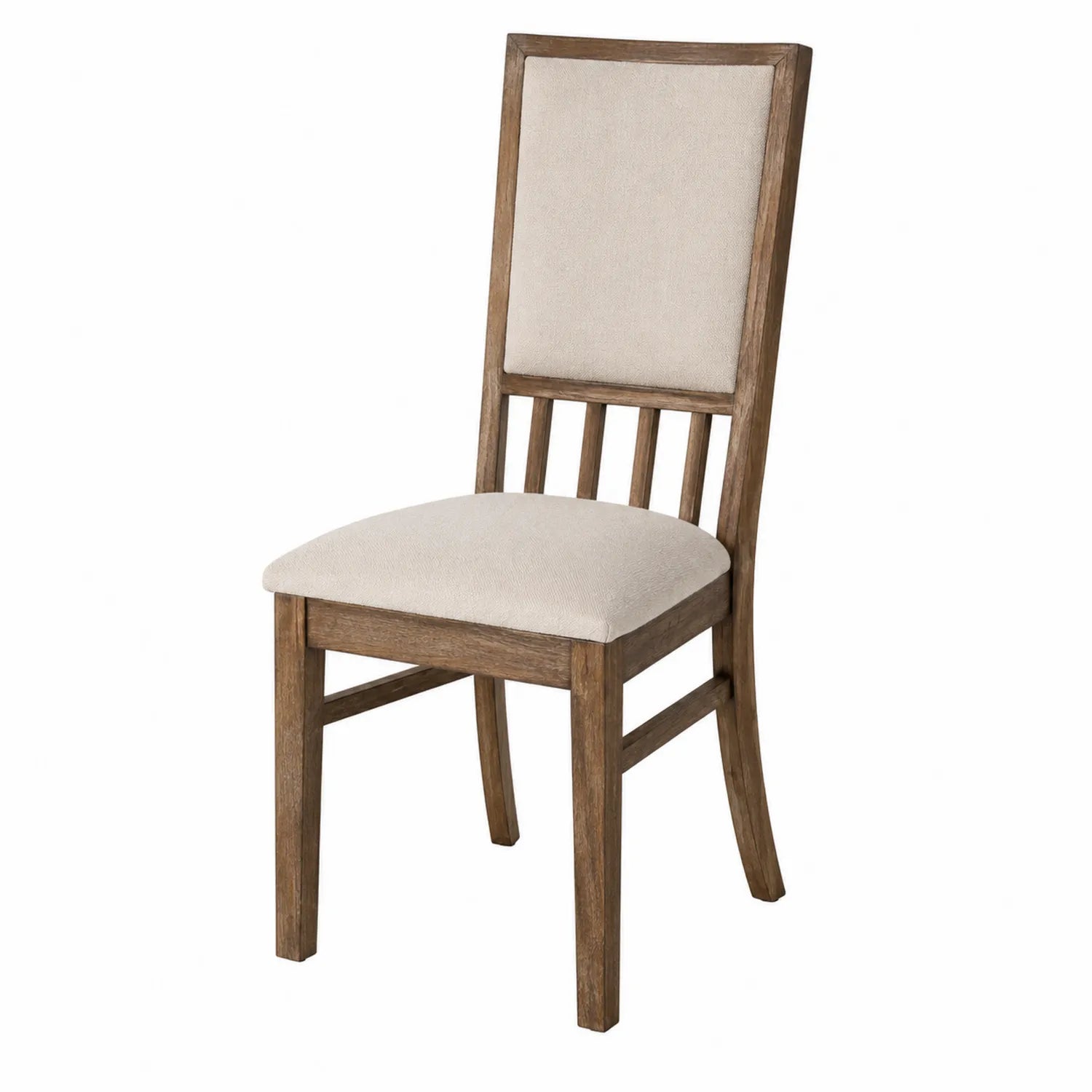 Silla de madera con asiento tapizado beige