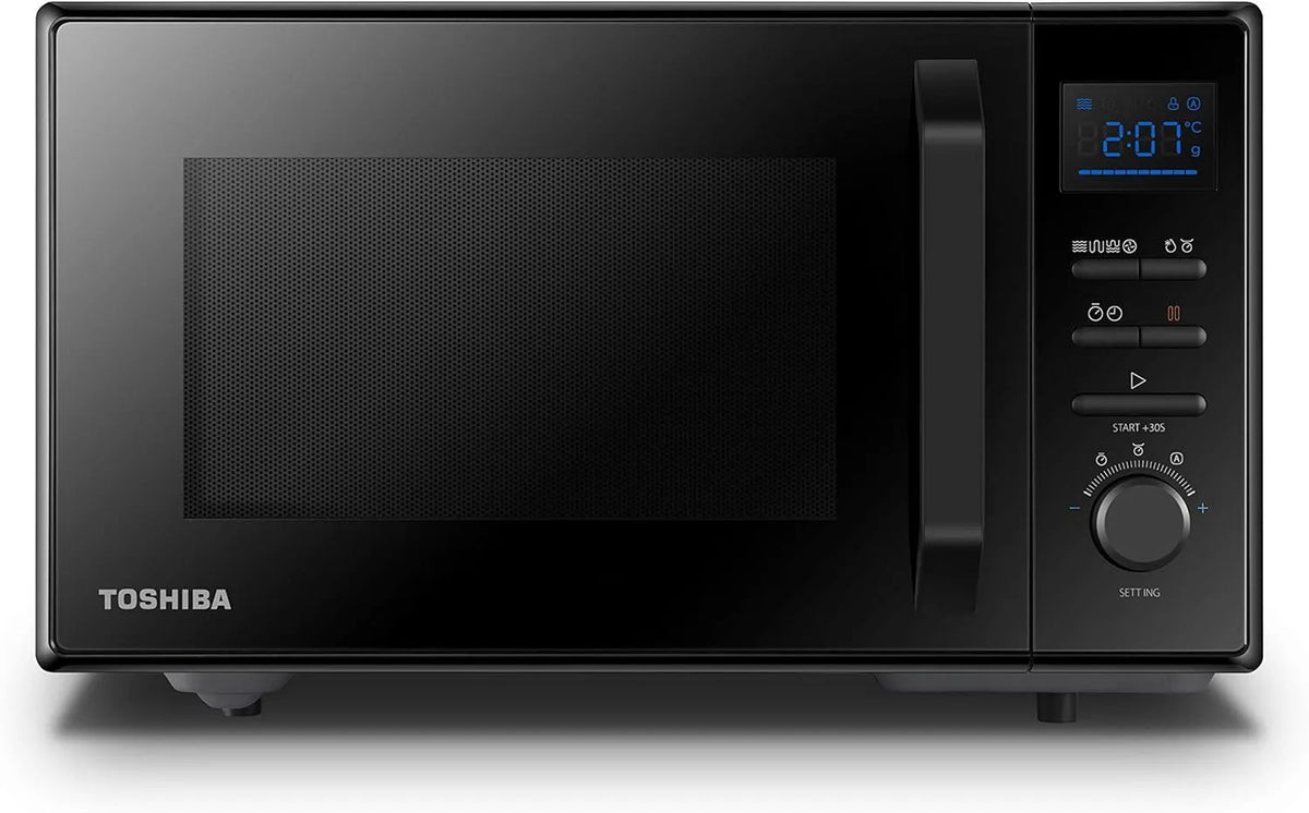 Microondas multifunções Toshiba com ar quente e grelhador, Power 2100 W, esmalte preto