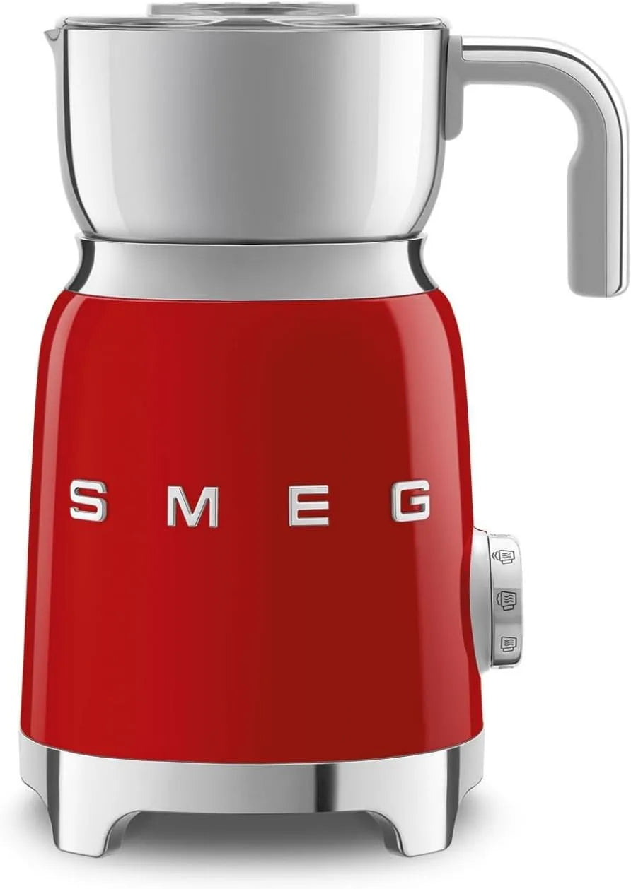 Smeg, Mousseur à Lait Multifonction MFF11BLEU, avec Système à Induction, 6 Programmes Prédéfinis, une Fonction Manuelle, Carafe Amovible 600 ml, Bouchon Doseur, Range Cordon Intégré, 500 W, Noir Smeg Red Milk Mosser 500 W, 6 Programas, Carafe 600 ml
