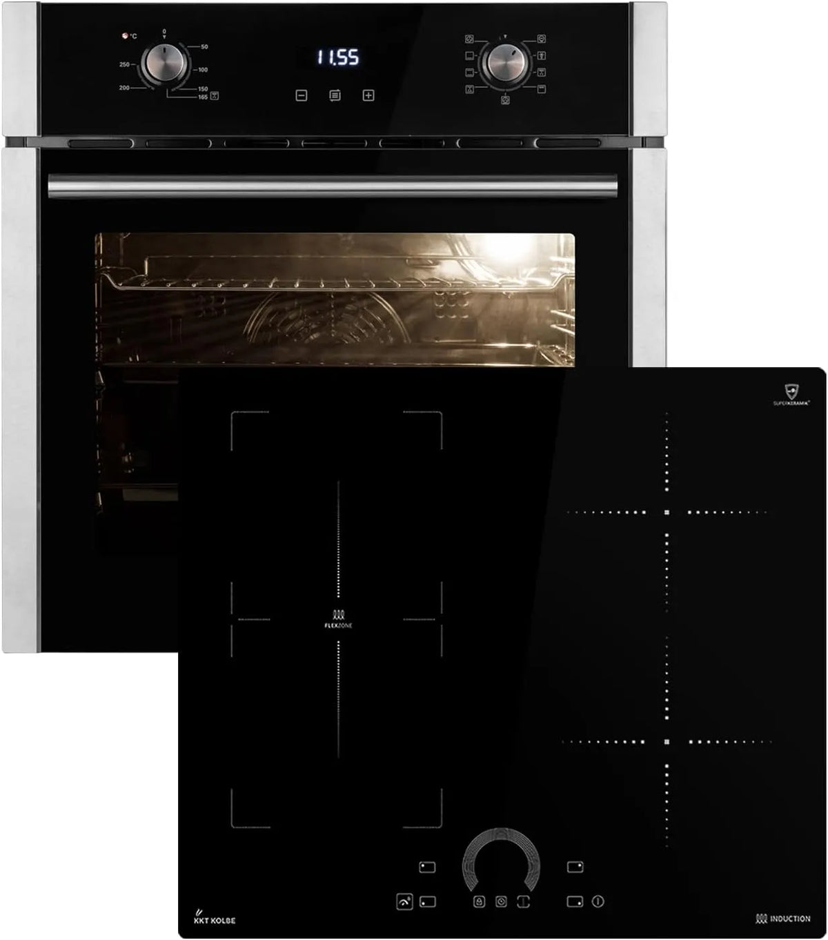 KKT KOLBE 60 cm de forno encastrado com 60 cm de placa de indução, pizza e grelha funções