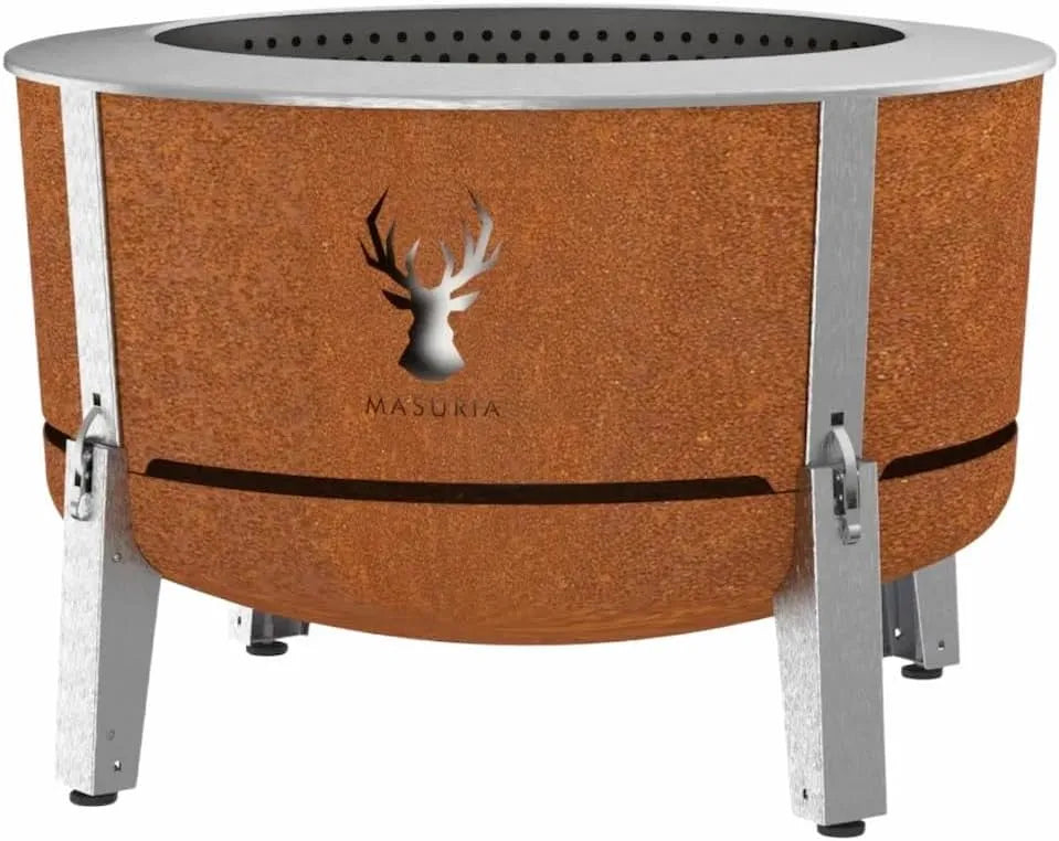 Masuria Alfa 800 exterior Brasero - redução de 95% de fumaça - Made in EU - Premium aço inoxidável Home - Pés ajustável - grande atirador de cinzas