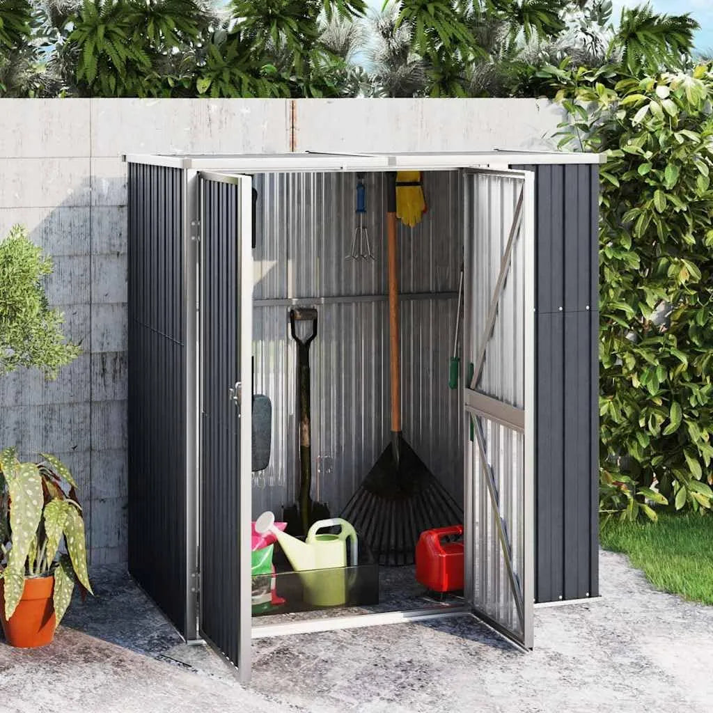 Frdhee Abrigo de jardim Antracite de aço galvanizado - 161 x 89 x 161 cm - Gabinete de Ferramentas Exteriores