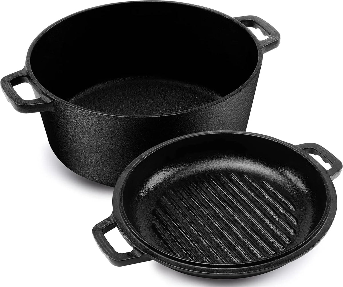 KICHLY Holandês quatro definido em Fonte com multifunções Grill cozedura, Assamento e Gritting Interior / Outdoor