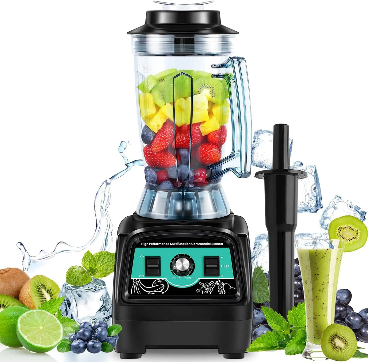 Huanyu Misturador profissional 2800 W 3.9 L para gelo, sumo, smoothies e leite de Soja