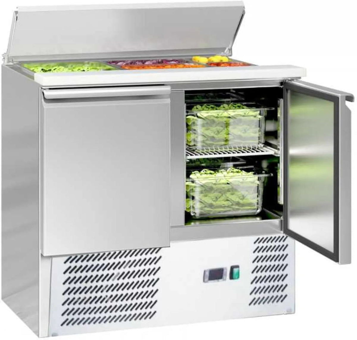 Générique Saladeta Refrigerada Profissional 240 L - 2 portas GN 1/1 - Aço inoxidável - Temperatura +2 °C a +8 °C