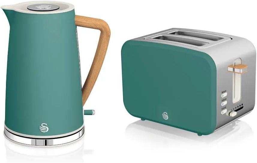 Swan Nordic Breakfast Set: 1.7 L Chaleira sem fios e 2 Strainer verde