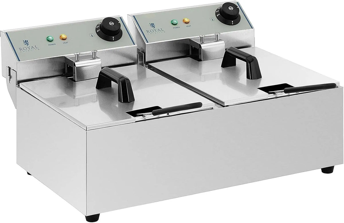 Frigideira elétrica dupla 2 x 10 L - 5000 W - Royal Catering