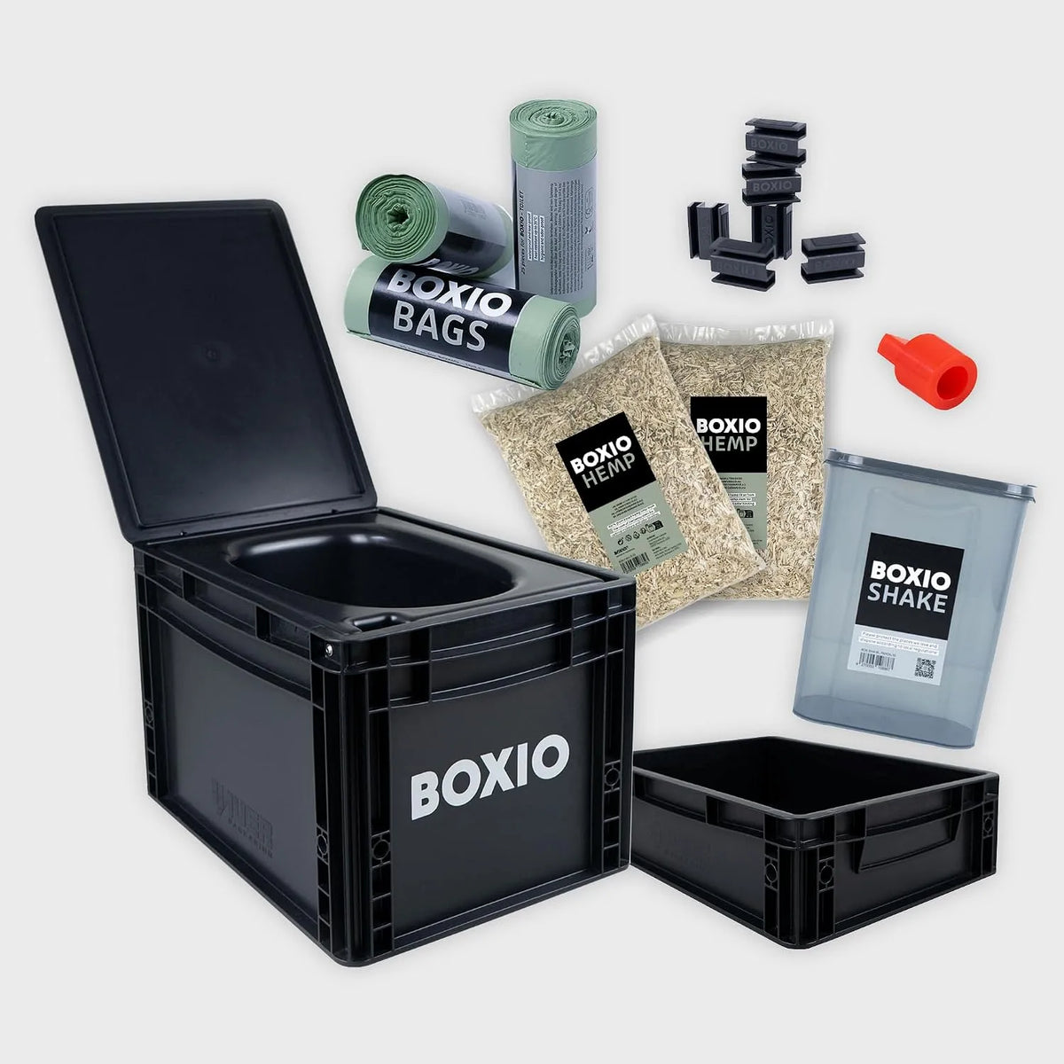 casa de banho Secador Portátil com Separador de Urina BOXIO - Ideal para viagens, Barco, Jardim e autocaravana, Preto, 40 x 30 x 28 cm