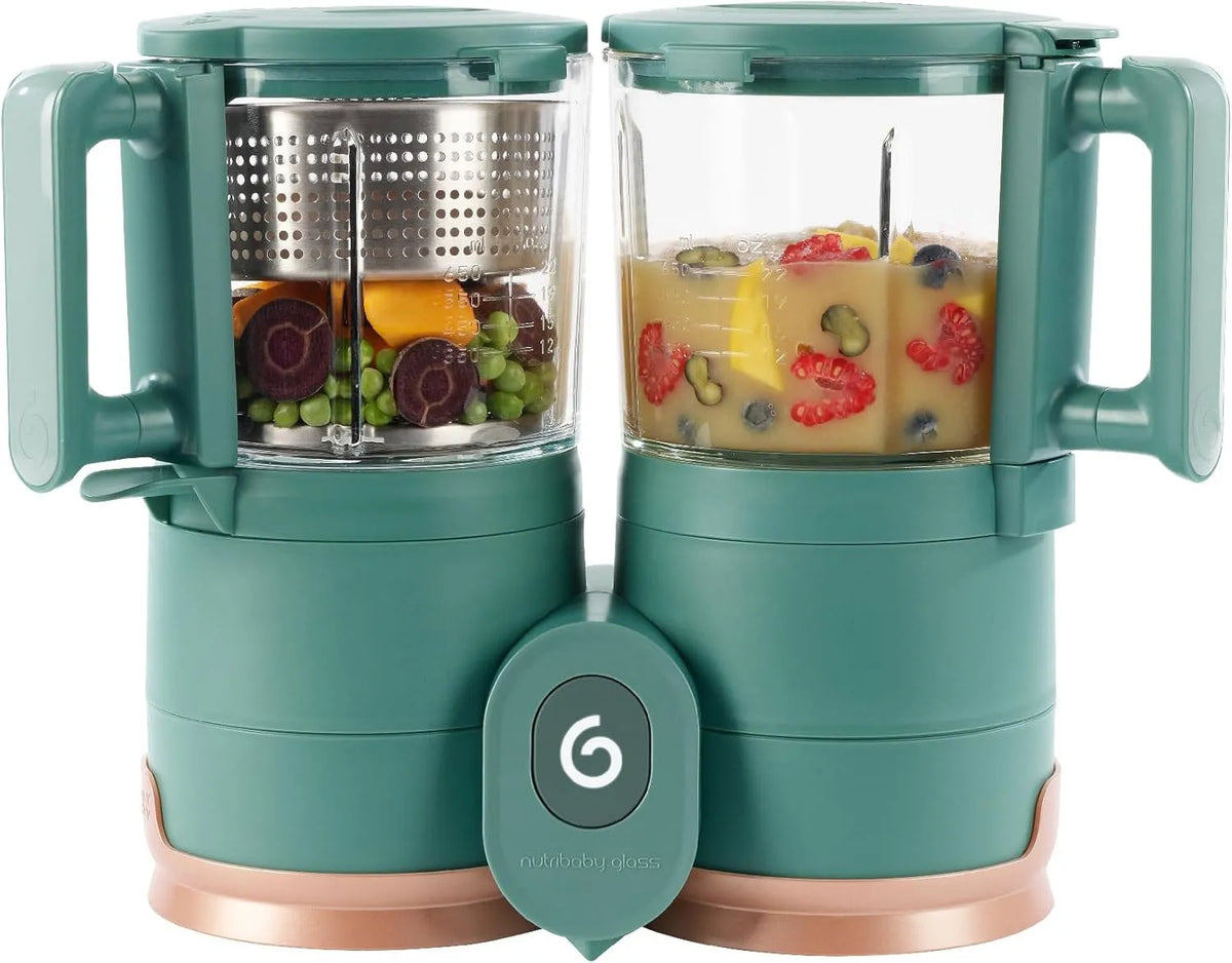 Babymoov - 4 em 1 robô culinário com tigela de vidro e acessórios de aço inoxidável