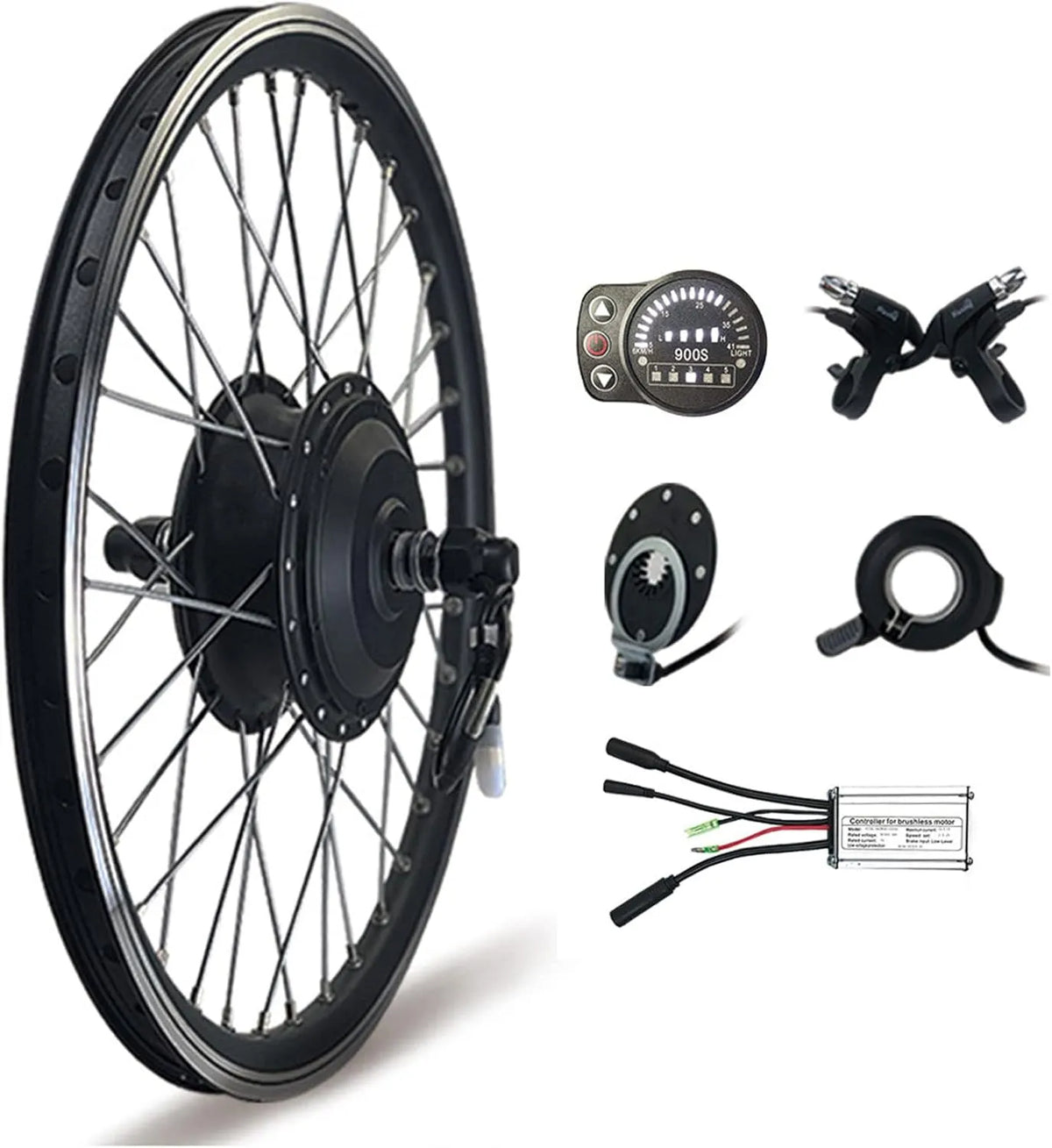 Generic Conjunto de conversão de bicicleta elétrica, motor de mariposa encastrado, 700C Roda frontal, opções de 20 para 29 polegadas, 48 V 250 W ou 500 W Motor