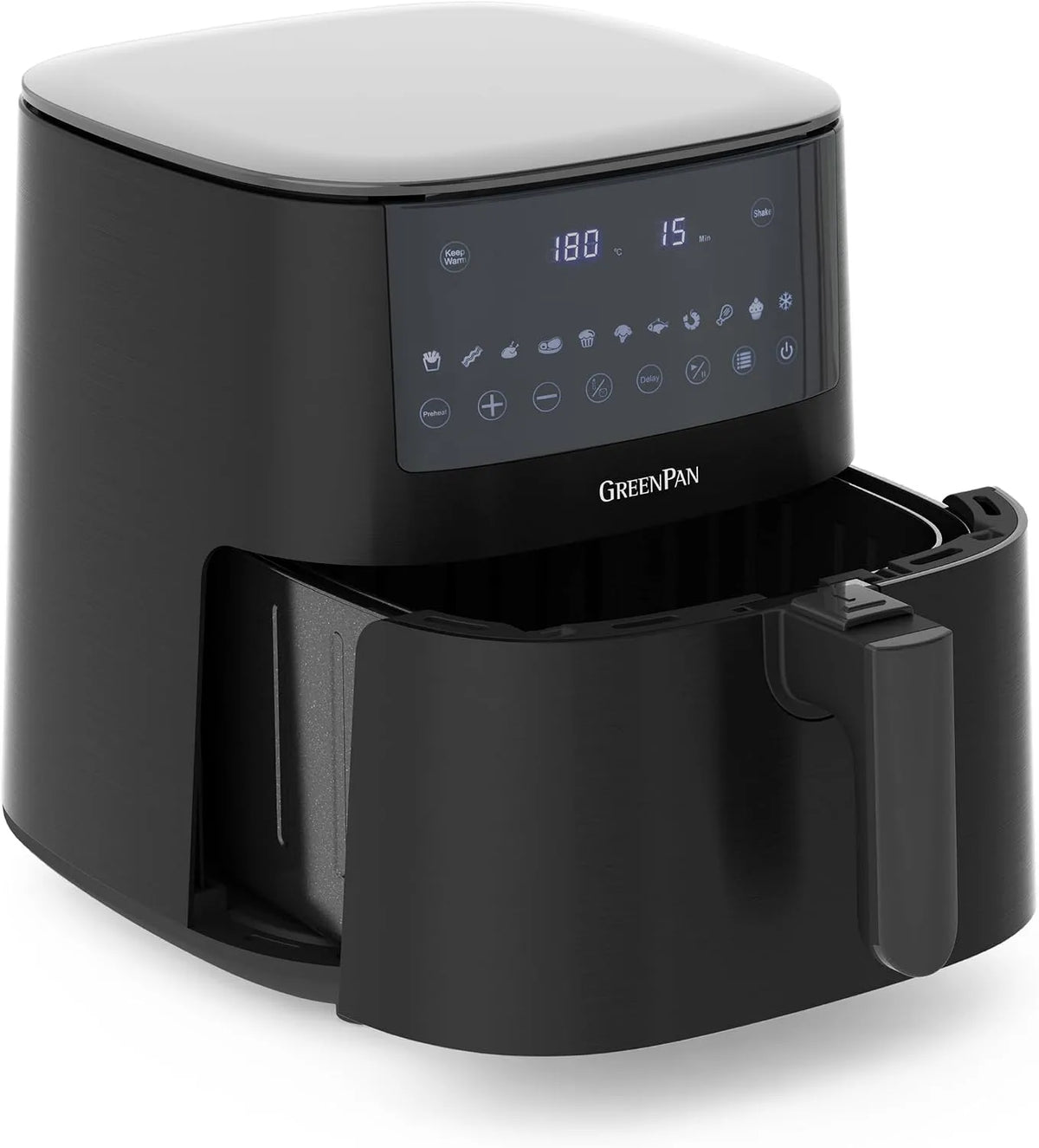 GreenPan Bistro Airfryer XL 11 em 1,7.2 L, óleo livre multifunções Fry de ar, revestimento cerâmico anti-aderente sem PFSS, aquecimento rápido, ecrã LED, segurança do cabo frio, função de parada automática, preto