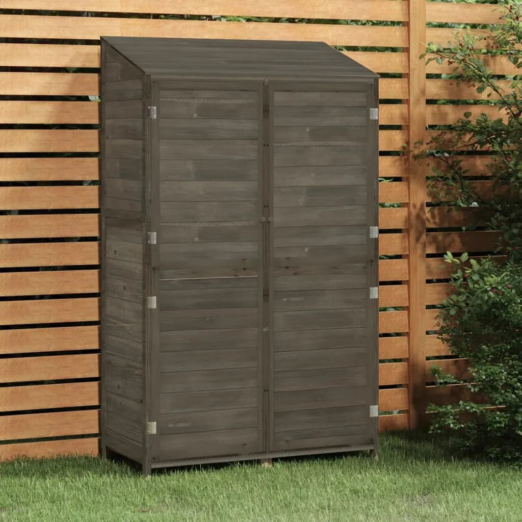 Mokuyary Abrigo de jardim de madeira antracite com apênits Telhado, 102 x 52 x 174.5 cm, Portas duplas