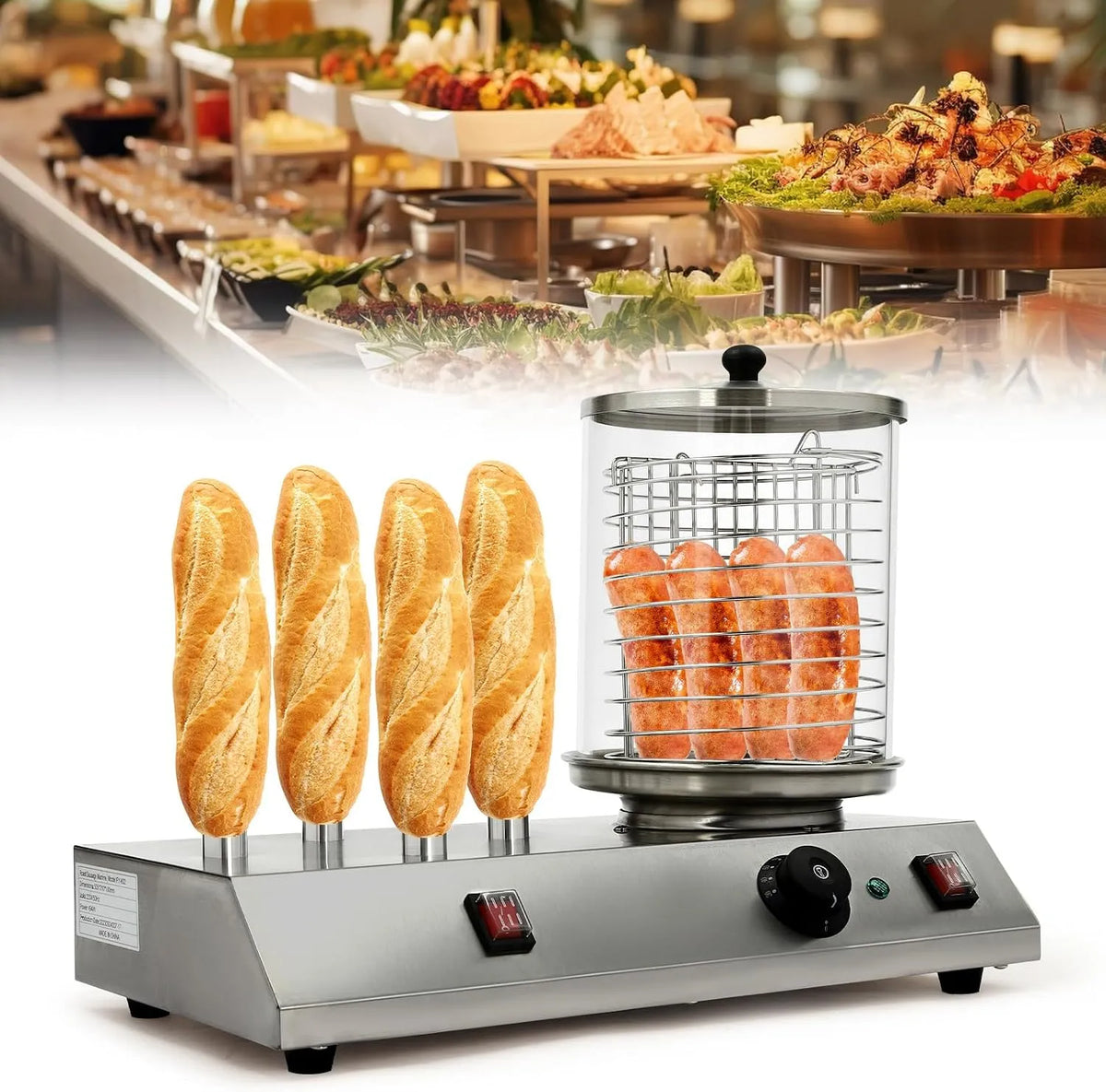 GramStudio Máquina de salsicha de aço inoxidável 350 W com regulação de temperatura 30-85 °C