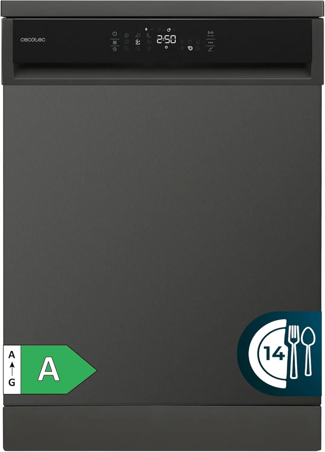 Máquina de lavar loiça Cecotec 60 cm Bolero 6800 A, 14 talheres, Eco-energia, Motor de Duo Inversor, 8 Programas, Lavagem automática, Vapor, Interior de Limpeza, Meio Carga