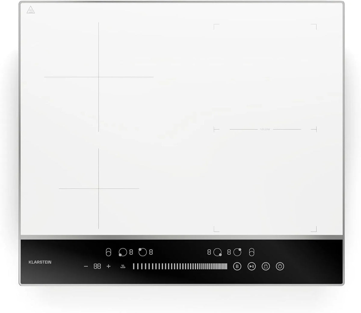 KLARSTEIN Placa de Cozinha de Indução DualTone - 7200 W, 4 zonas flexíveis, comando tátil, Função de aumento e temporizador, moldura de alumínio, 60 cm, Branco