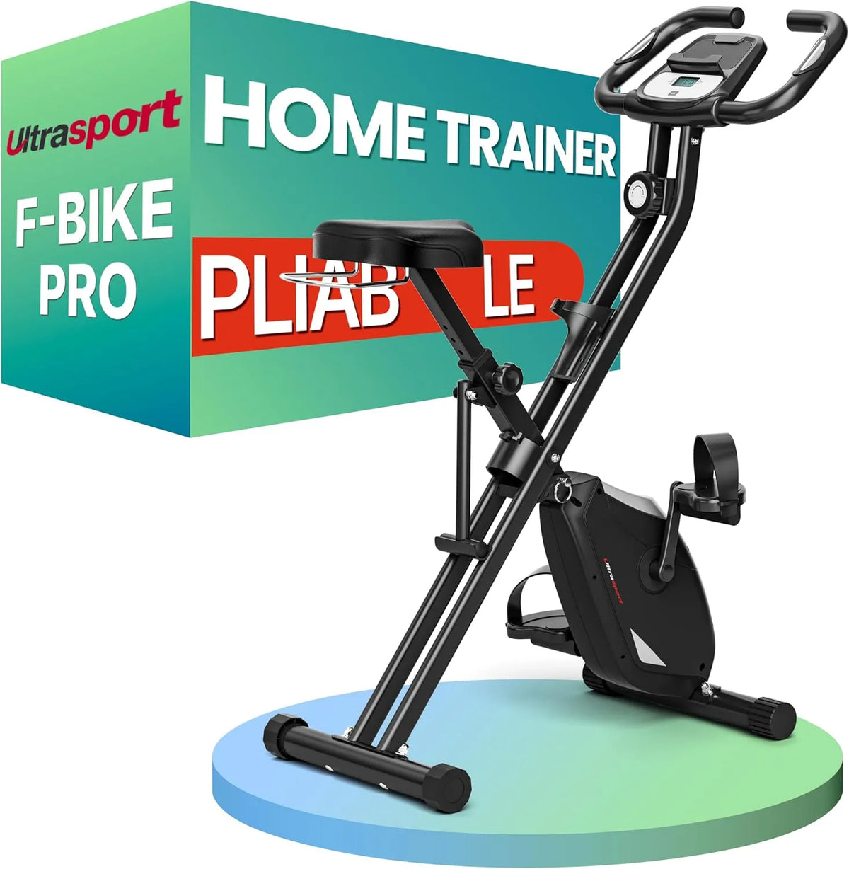 Ultrasport F-Bike Pro F-Bike Pro bicicleta estática flexível, 16 níveis, até 150 kg, Comfort Stool, Aplicação compatível