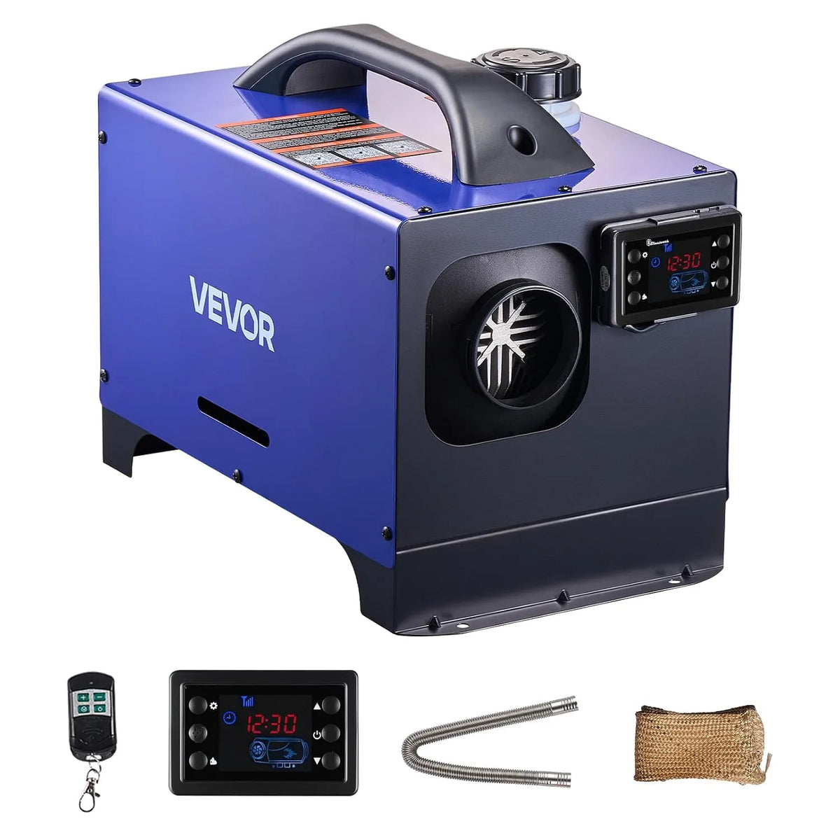 VEVOR Aquecimento portátil a diesel de 8 kW com comando à distância e ecrã LCD - 5 L, 12/24 V, Azul