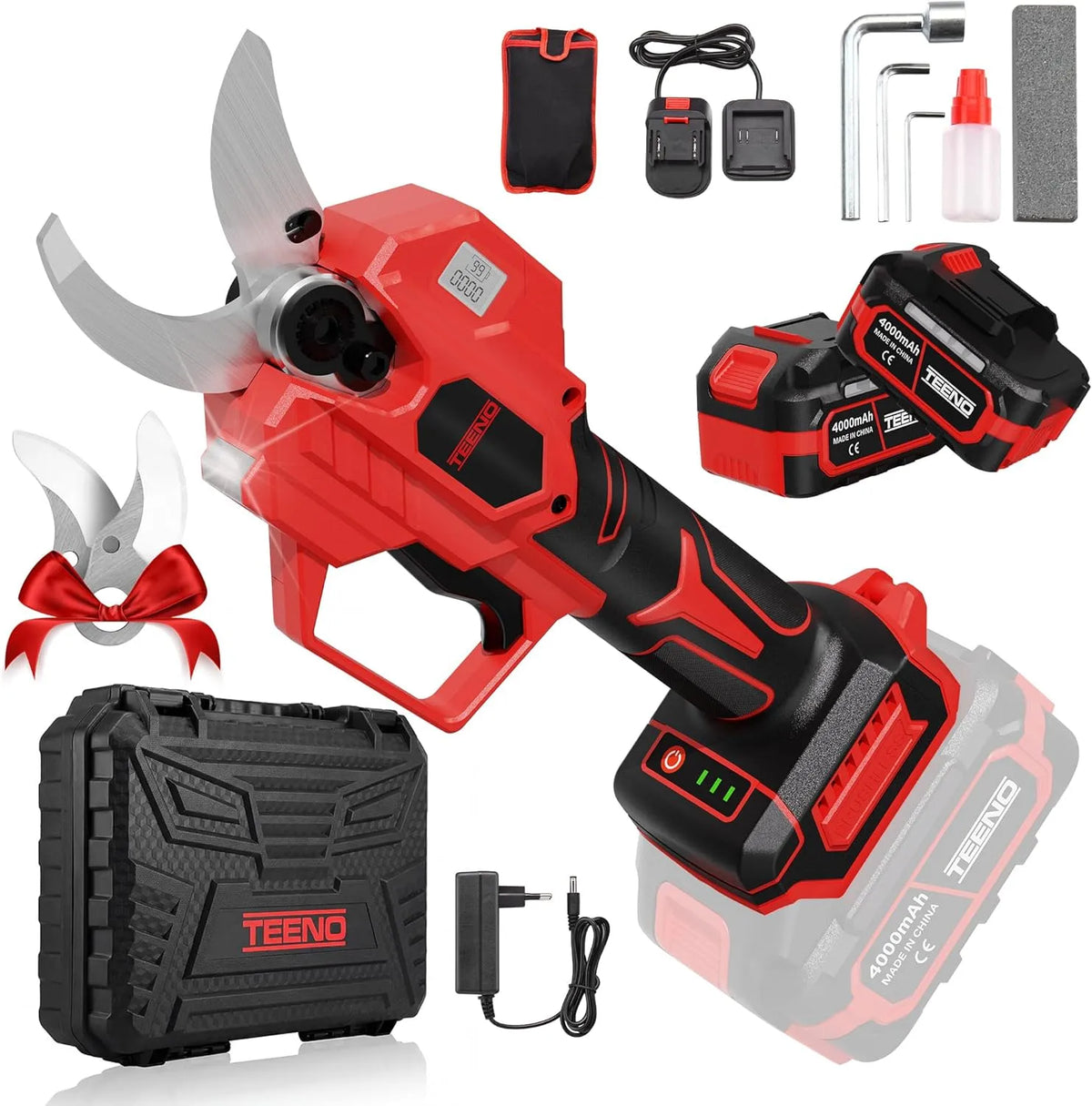 TEENO 21 V Wireless Eléctrico Scrapper, Ecrã LCD, 2x4.0Ah Baterias, 50 mm Cup, Sk5, Jardim & Verger