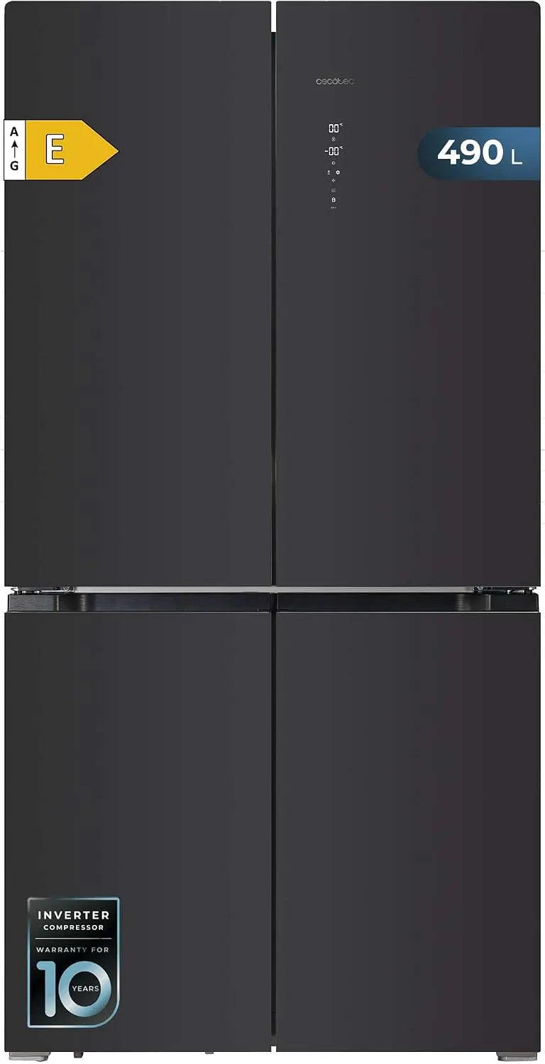 Cecotec 490 L, 4 portas de vidro, Bolero CoolMarket, baixo consumo, Inverter Plus, arrefecimento rápido e congelação, NoFrost total