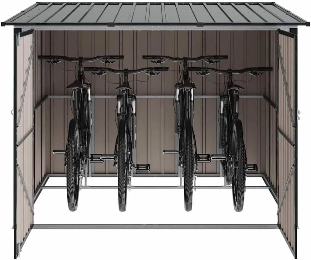 vidaXL Antracite metal bicicleta abrigo 215x206x157 cm, design moderno e durável