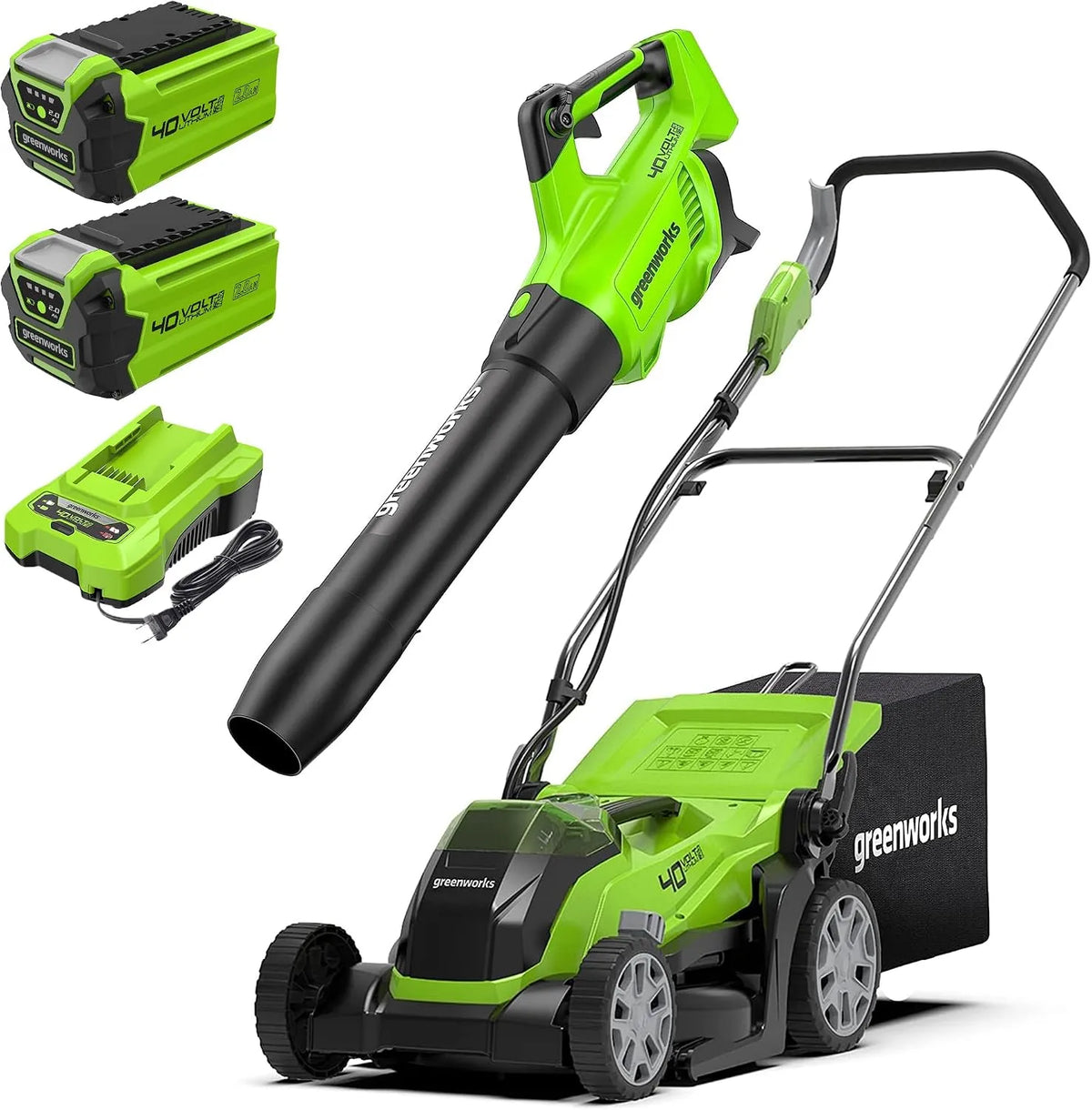 Greenworks Wireless Sweeper e Sweeper, 41 cm, 500 m², com 2 Baterias 40 V 2Ah