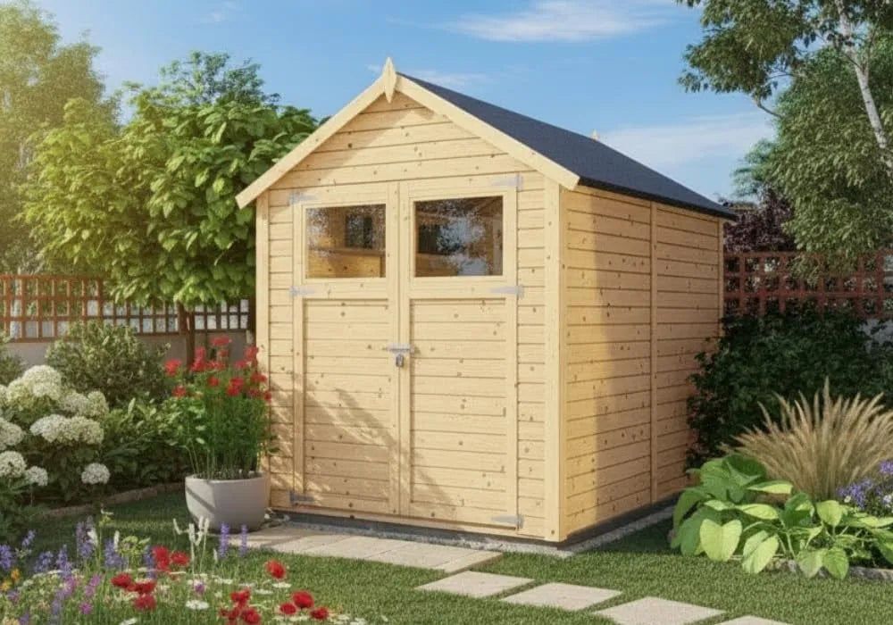 Alisha Wooden Garden Shelter by Alpholz, Desconto Retangular ao ar livre em painéis pré-fabricados com telhado Bâtière