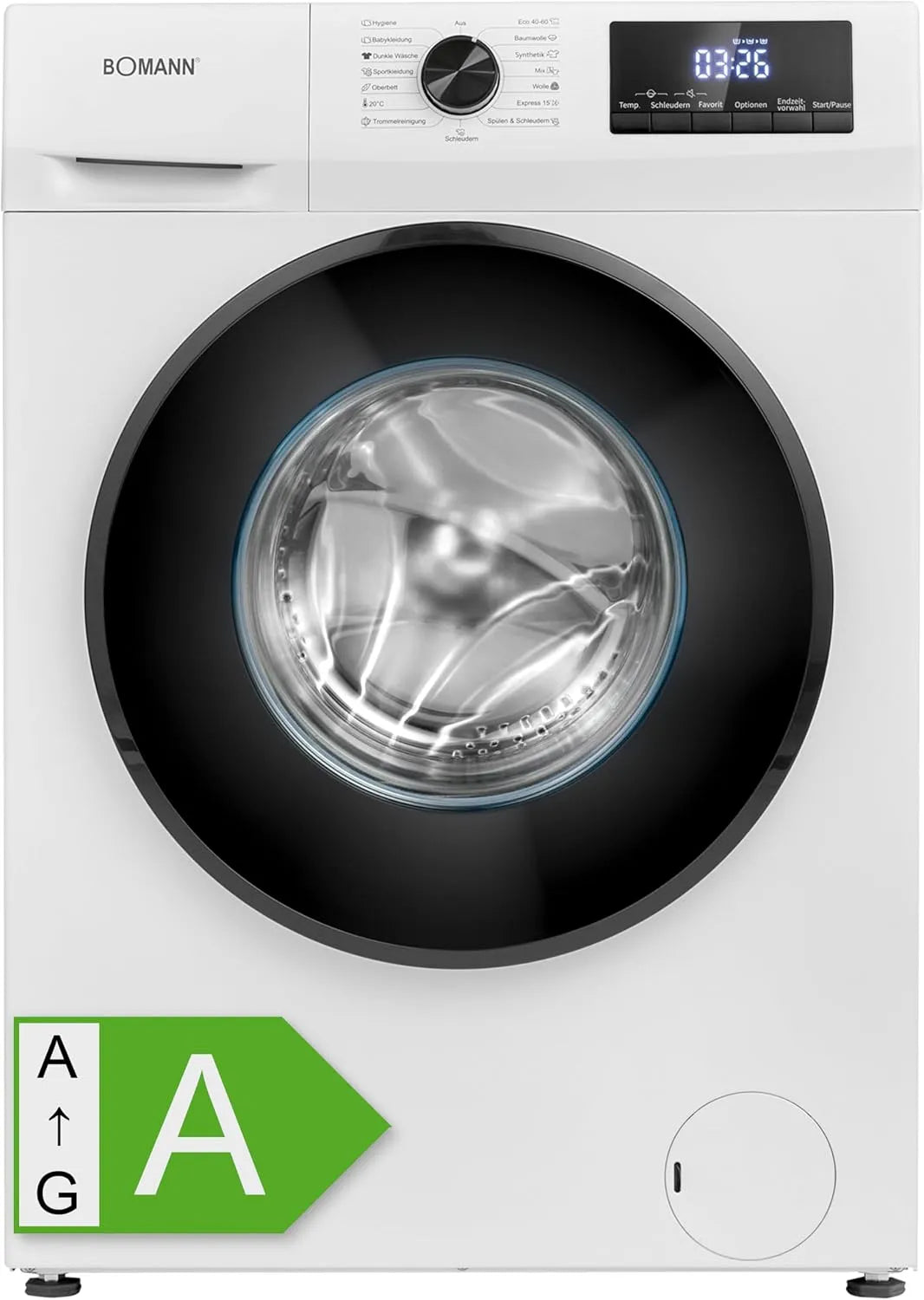 Máquina de lavar roupa Bomann 7 kg, 1400 rpm, motor silencioso 10 anos de garantia, 15 programas, ecrã LED