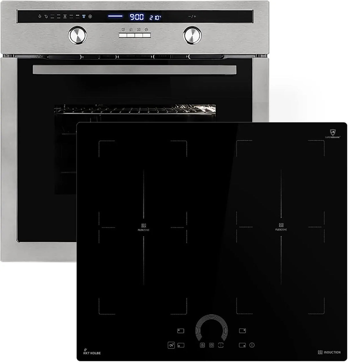 KKT KOLBE Conjunto de cozinha de 60 cm: Forno recessível com Rôtissoire e placa de indução