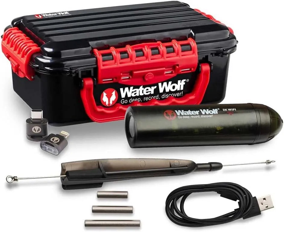 Water Wolf 2K câmera de pesca subaquática Lobos de água Water Water Recorder Vídeo HD para águas macias e salgadas