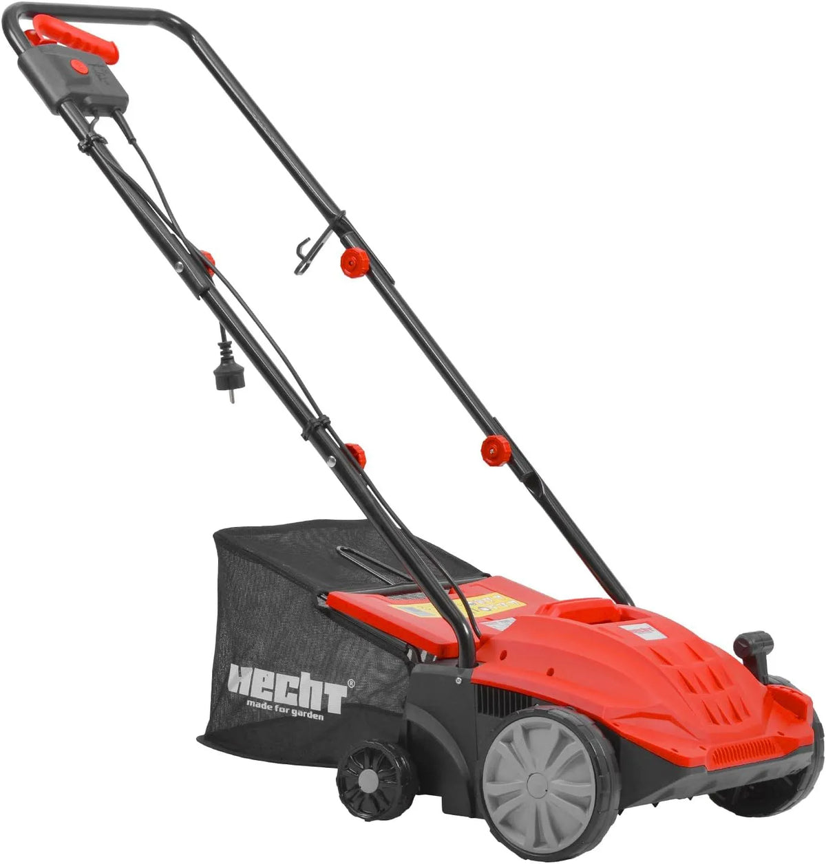 Hecht Escarificador elétrico 2-em-1 1500 W com ventilador, 35 L Bac, 32 cm de largura, altura ajustável -12 a +4 mm