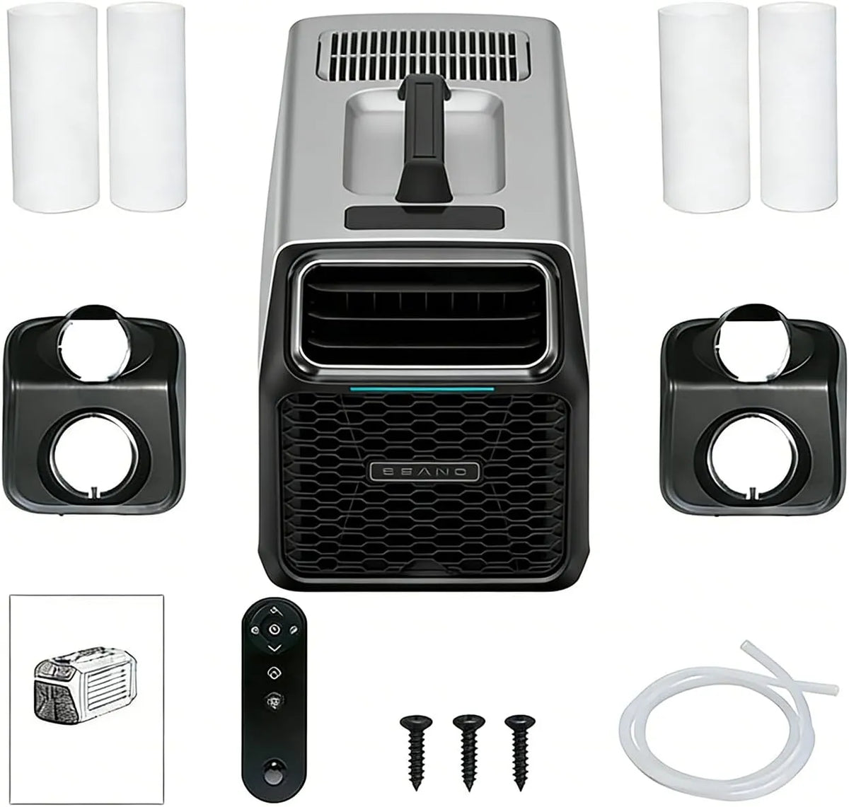 dosiwlatever Ar condicionado portátil 5000 BTU para campismo e tenda, compressor encastrado, função de desumidificação, 110-220 V DC, cinzento