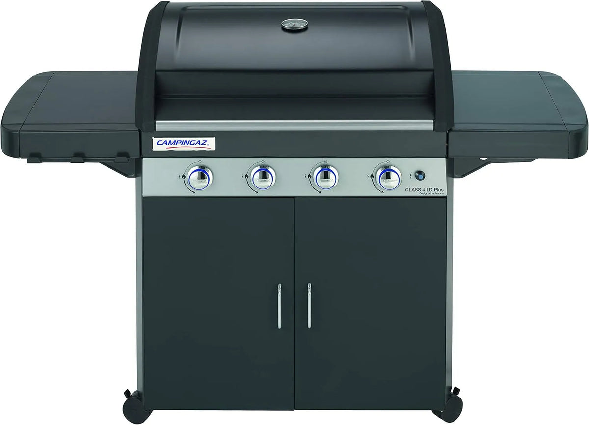 Gas Bar CAMPINGAZ Classe 4 LD Plus, 4 queimadores, 12,8 kW, fácil limpeza InstaClean, Grid e Plancha em fonte vitrificada, 2 Tablets Laterais