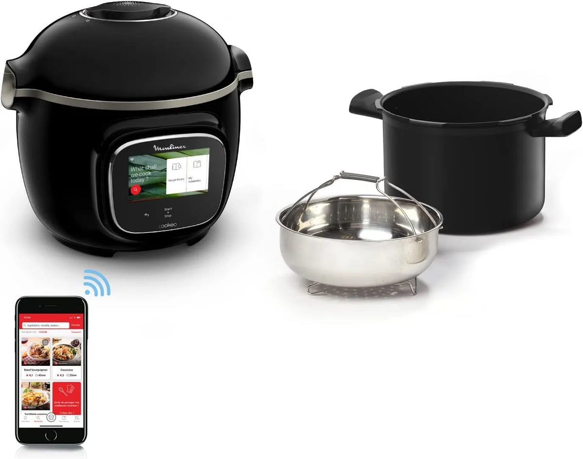 Moulinex Cookeo Touch Multi-agulheiro inteligente com Wifi, 6 L, alta pressão, 250 receitas, aplicação integrada, preto