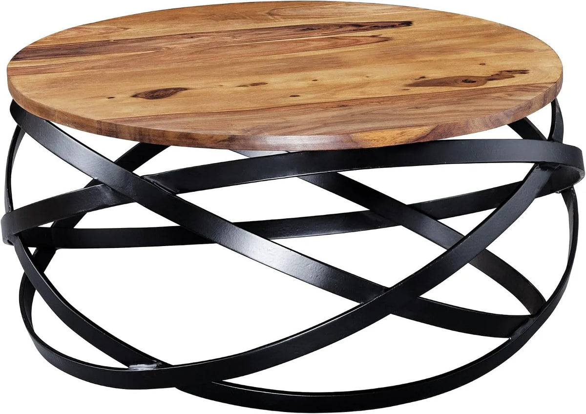 WOHNLING Madeira e Metal Baixo Tabela 60x30x60 cm - Industrial Design Brown