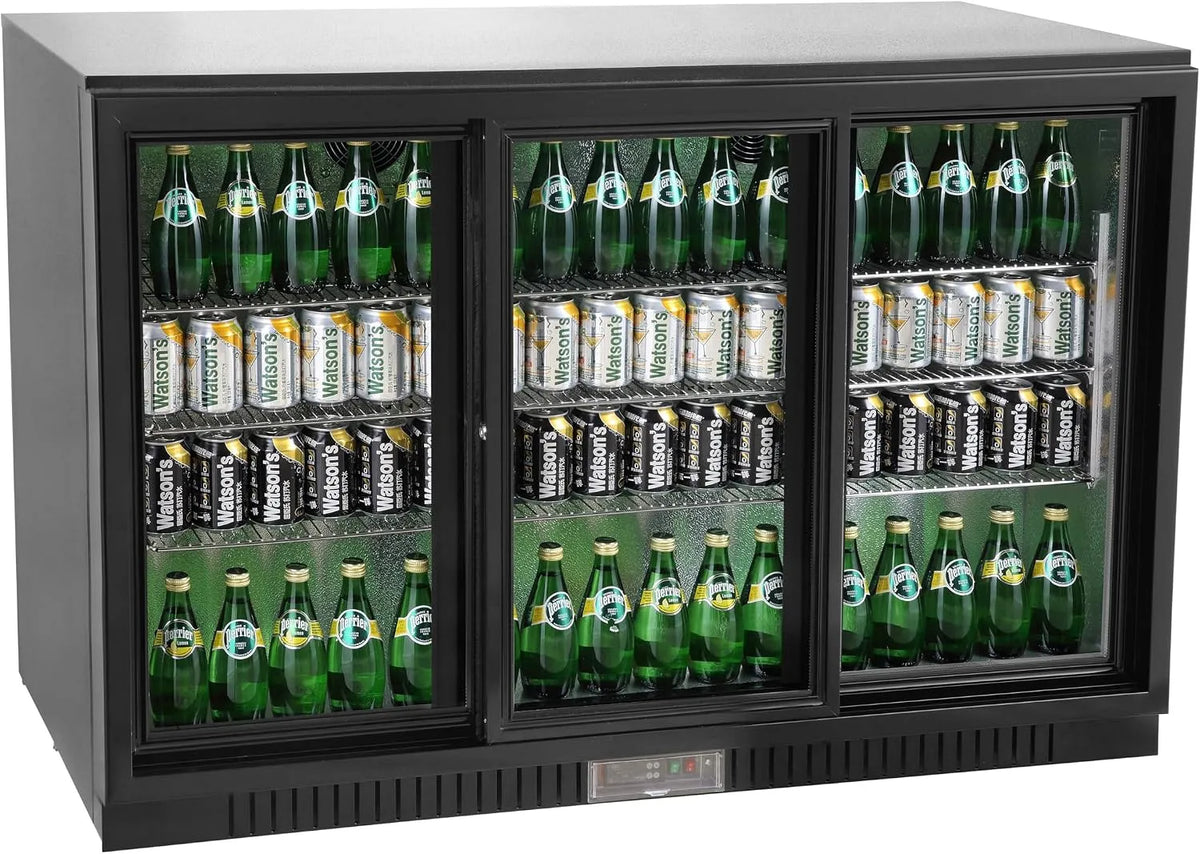 METRO Professional Frigorífico Vitrine Retrobar 308 L, preto Metal com bloqueio, 160 W