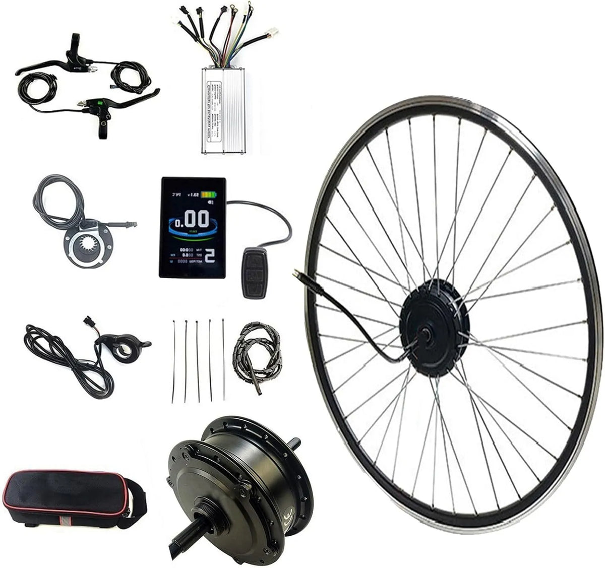 Quixnova Conjunto de motor elétrico bicicleta 24 V 250 W para rodas dianteiras / de volta com ecrã LCD