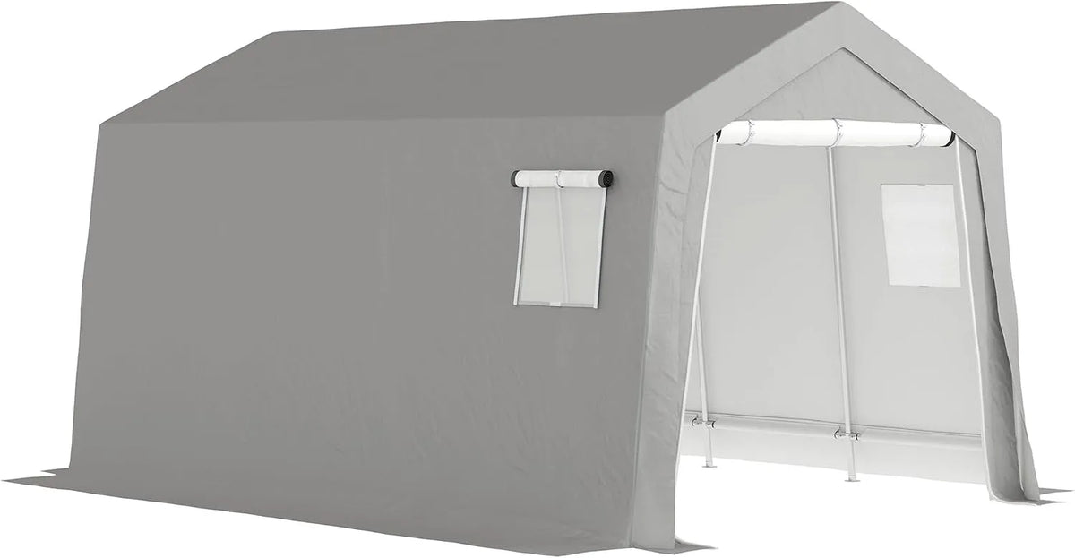 Outsunny Abrigo de armazenamento exterior impermeável e resistente a UV, 3 x 4,5 x 2,5 m, para ferramentas de bicicleta, Moto e jardim