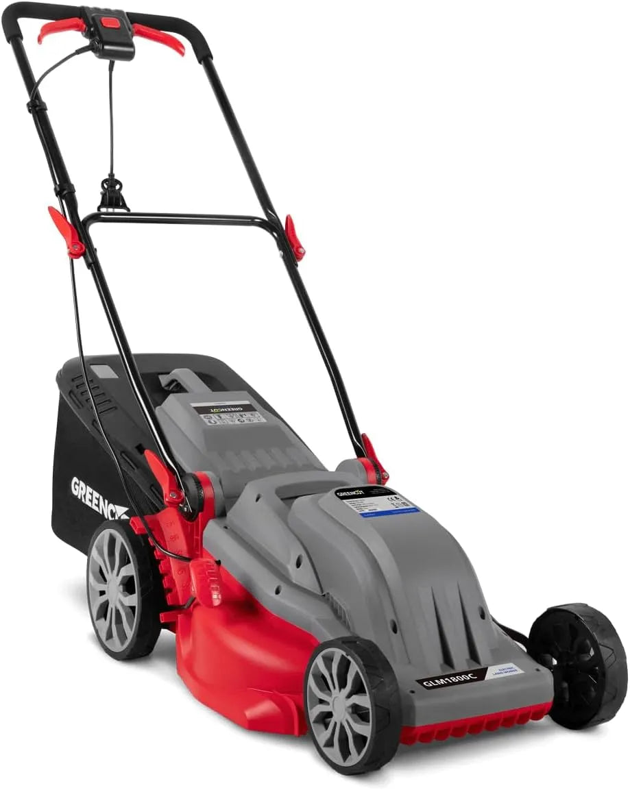 Mower elétrico fio Greencut 1800 W, 44 cm, 6 Alturas de corte com bandeja