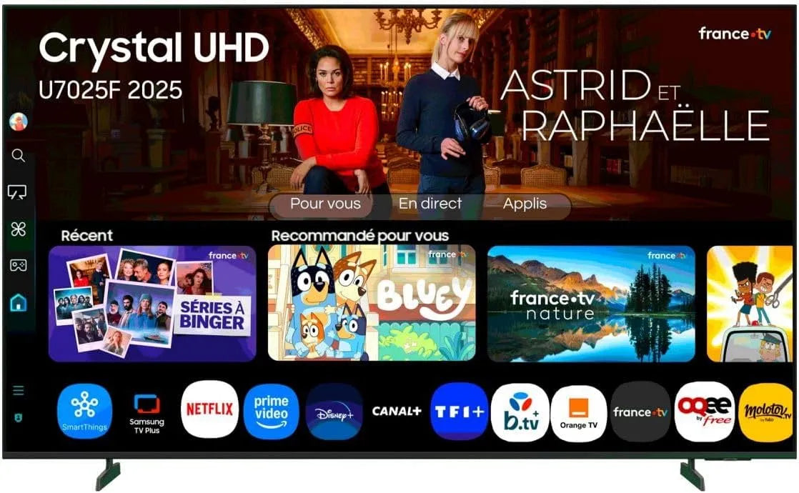 Samsung 65'' Cristal UHD 4K U7025F, Processador de cristal 4K, Q-Symphony Sound, Knox Security, Gaming Hub