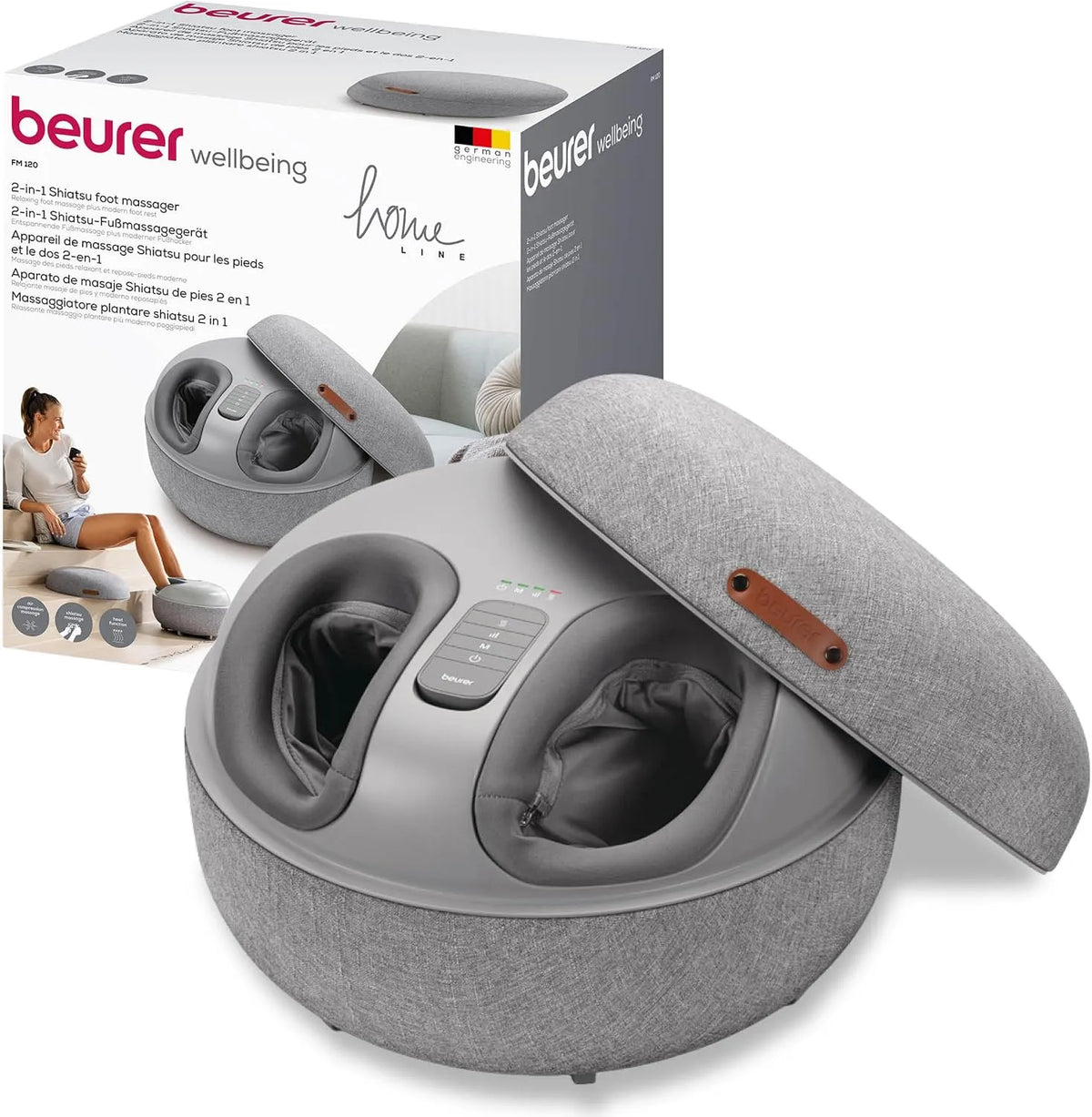 Dispositivo de massagem Shiatsu para pés com compressão de calor e ar - Beurer FM 120