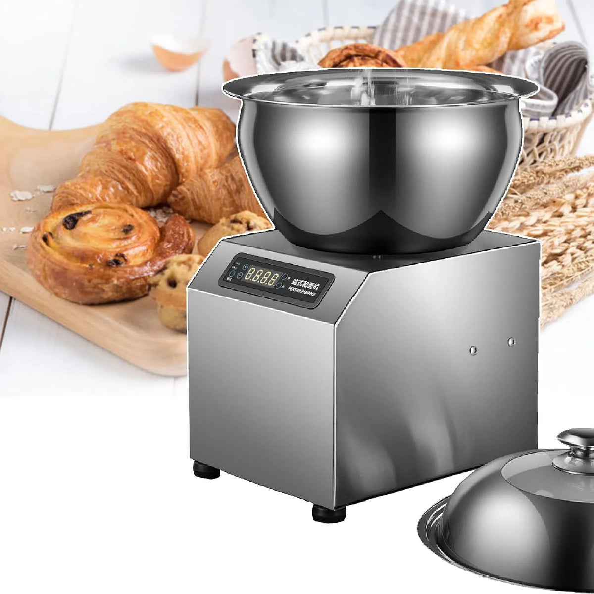 Generic Misturador de Pastas Profissional 1800 W com Timer e Rotação Dupla, 5 kg, 220 V para padarias e pizzarias