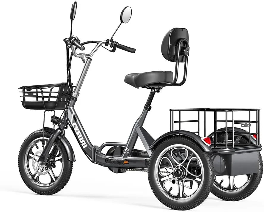 cysum 16'' Triciclo elétrico flexível para adultos com bateria de lítio 48 V