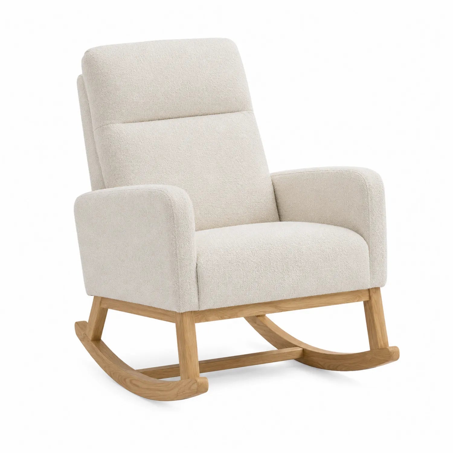 Mecedora de Madera con Tapizado Beige
