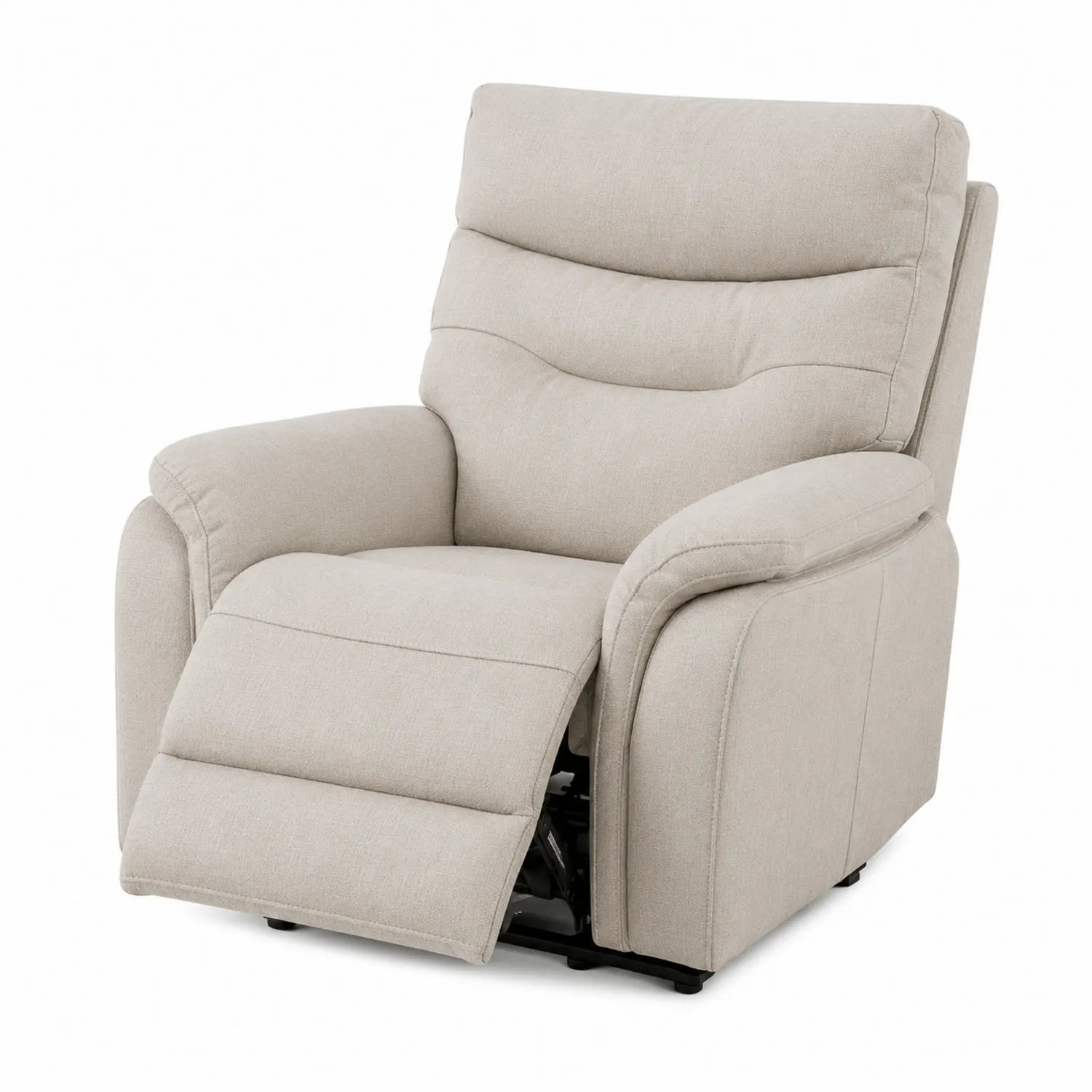 Sillón reclinable de tela beige con reposapiés ajustable 100 cm x 90 cm x 85 cm