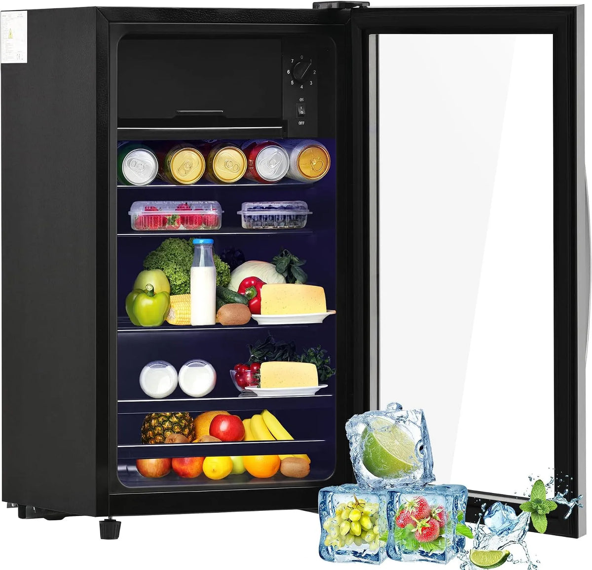 Mini Frigorífico Merax 76 L - Compacto com Congelador e Iluminação LED, Ideal para Bar e Restaurante