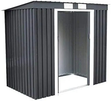 Abrigo de Jardim de Metal COSTWAY com portas deslizantes, 213 x 130 x 173 cm, cor cinzento