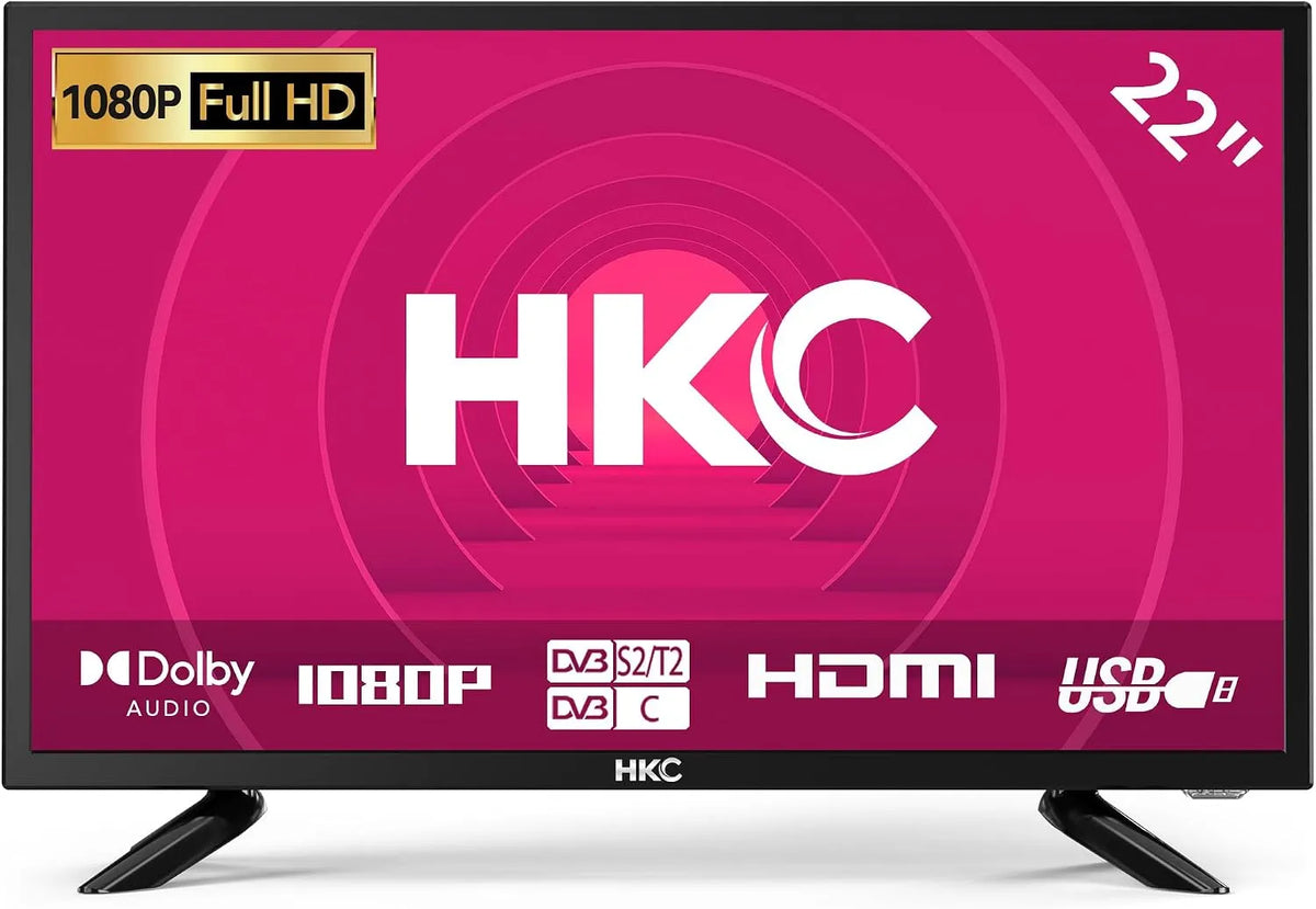 HKC 22' FHD LED TV com Freeview, Dolby Digital Audio, HDMI e portas USB